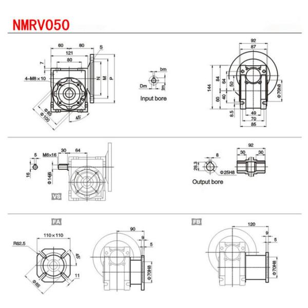 Aluminum Alloy Shell Double Reduction Gear Reducer Nmrv050/075 High Safety