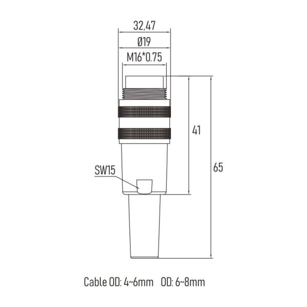M16 Field Wireable Connector Male 4 Pin EMI Shielded Connector Soldering Type