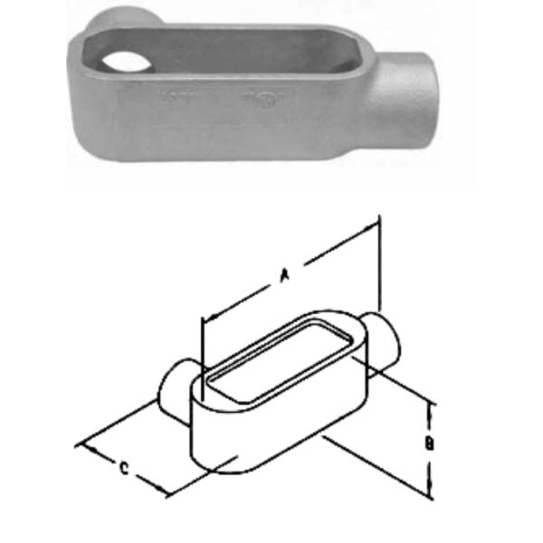 4 inch IMC Rigid Threaded Form 7 Conduit Bodies Type T Condulet Gray Iron