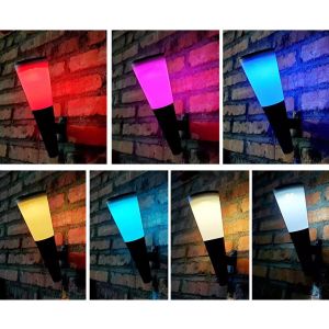 Quality RGB colors solar led wall lamp motion sensor maual color changing Landscape decorative wall lamp for sale