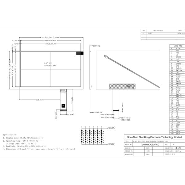 9 Inch IPS TFT LCD Display 1200nits TFT 1024x600 Ips Industrial Display AG CTP