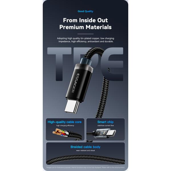 USB A To USB C + L + Watch Cable 3 In 1 Charging Cable 3A ES-X60 Series