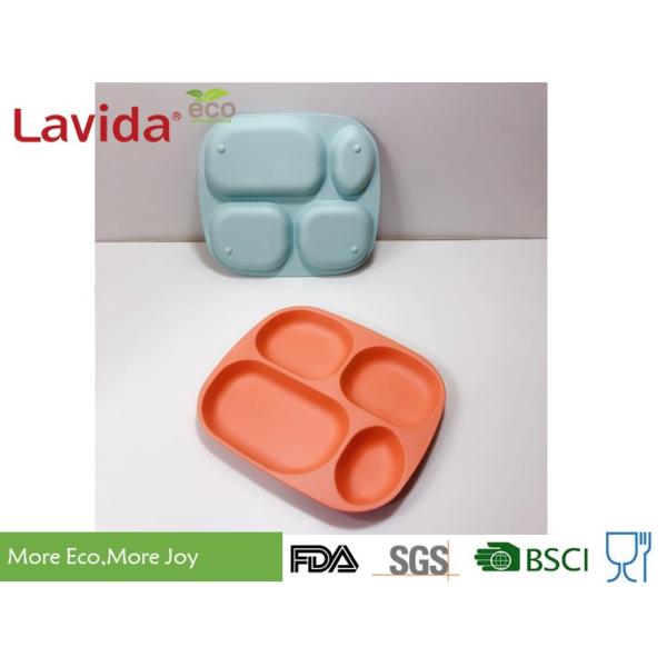 Shatter Proof Square Bamboo Childrens Dinner Set BPA Free With Spoon / Fork