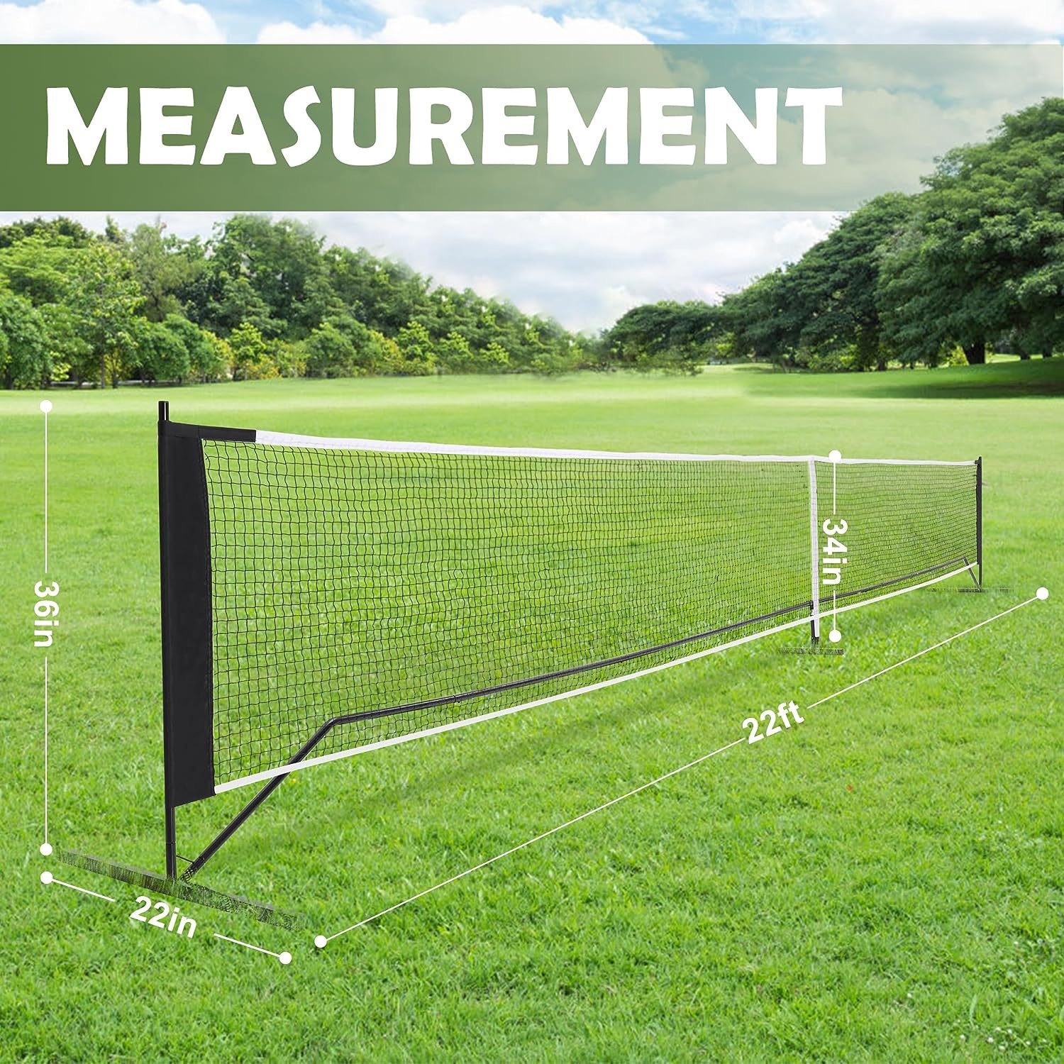 Portable, Detachable Mobile Tennis and Pickleball Training Net Set Includes Carry Bag for Indoor Outdoor