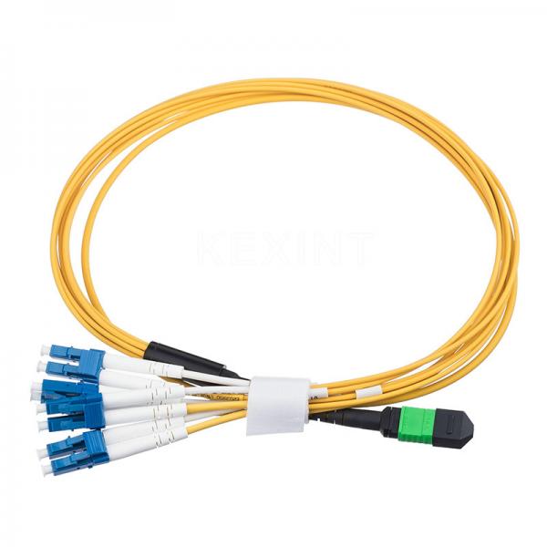 Buy Yellow 8 Core MPO MTP to 4 LC Duplex SM Fiber Optic Patch Cord KEXINT FTTH / FTTX at wholesale prices