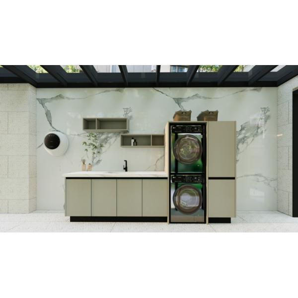 Greige Stainless Steel Balcony Storage Cabinet With Multiple Storage Units