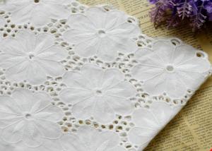 Quality Swiss Voile 100% Cotton Lace Fabric , Embroidery Guipure Lace Fabric For Lady Dress for sale