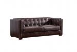 Vintage Dark Brown Genuine Three Seater Leather Sofa Set Multi - Layer Density