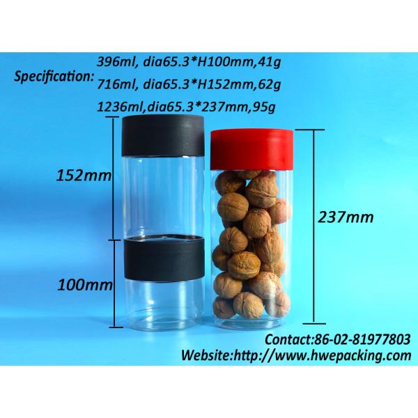 1236ml PET Can Oval Long Big Canning Transparent Nuts Custom Stackable Plastic Jars