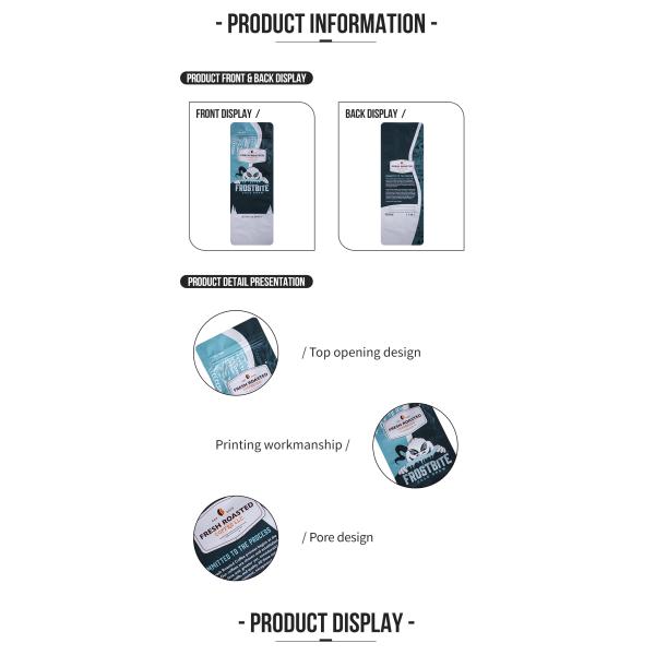 Custom Printed Coffee Packaging Bags Plastic Coffee Pouch Moisture Proof Coffee Bean Zipper Bags