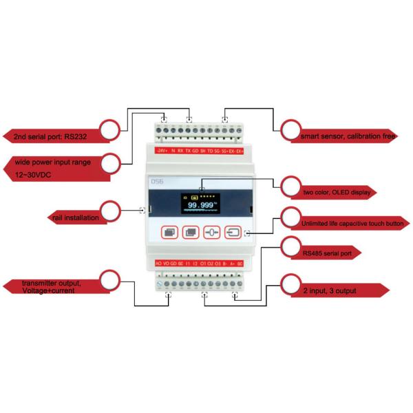 Signal Hole Voltage 10-45AC/DC DST DS056 Load Cell Weight Sensor Controller 4-20mA RS485 Output for Heavy-Duty Weighing