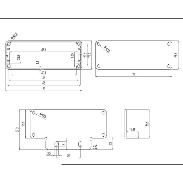 71*26*100mm Anodizing white aluminum extrusion electronic enclosure