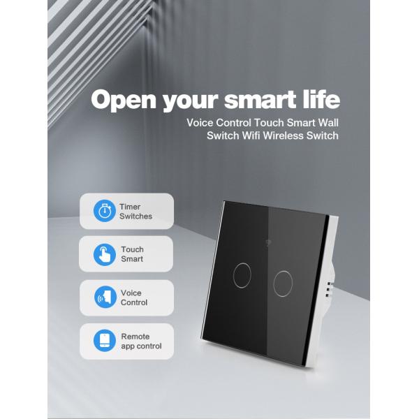 Amazon Alexa And Google Home Control Smart Wall Light Switch Tempered Glass Touch Screen