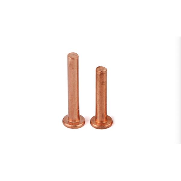 Red Copper Solid Flat Head Rivets Fasteners Good Corrosion Resistance