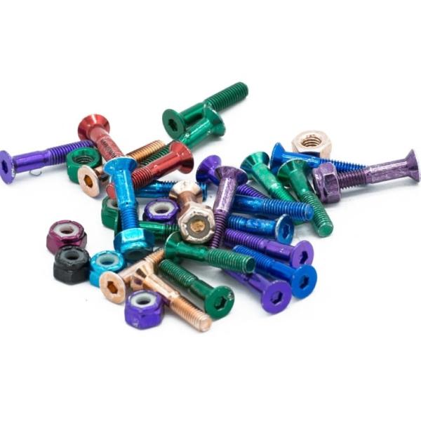 25mm Skateboard Multi Tool Kit Of 9pcs Colored Mounting Bolts For Skateboard