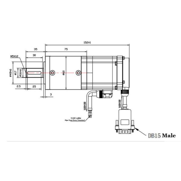20.8Nm 60mm Small High Torque Servo Motor 75RPM With Gearbox