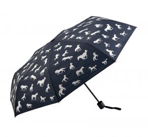Quality Silkscreen Storm Proof Fold Away Umbrella Anti Sun Rays Black Metal Frame / Shaft for sale