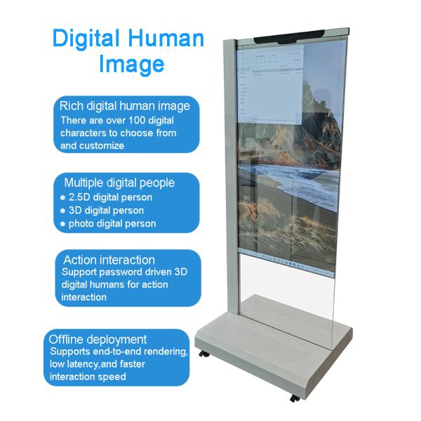 55 inch Transparent OLED Display Kiosk Touch Screen AI Digital Human for exhibition Events