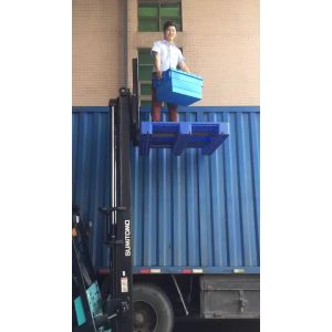 Quality Attached Lidded crates Plastic Storage tote logistic box with hinged lids for sale