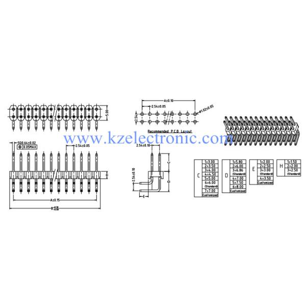 Dual row 2.54mm pitch 90 degree male header 2*40Pin