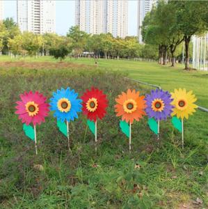 Quality Outdoor sunflower ornaments decoration wooden garden stake for sale