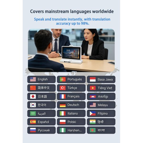 10" Portable Smart Translator Device High-Accuracy Real-time Language Translation for Reception and Simultaneous Interpretation