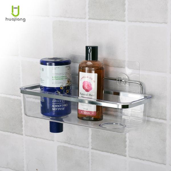 Space-Saving Wall Mounted Bathroom Storage Rack With Black Iron Wire And Suction Cups