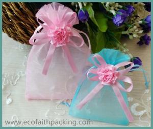 China high density organza fabric candy bag organza sweet bag  with flower decoration on sale