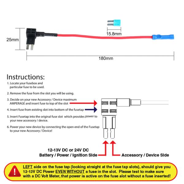 Micro2 Micro II ATA Add A Circuit 32V 15A In-line Car Truck Mini Auto Fuse Holder UL1015 16AWG Red With Fuse Adapter