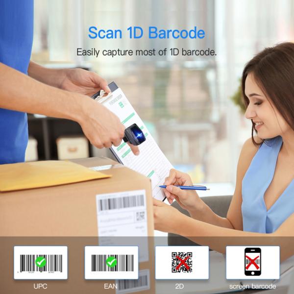 Wearable Fingers Wireless Barcode Scanner DC3.7V Mini Portable Bluetooth Ring Scanner