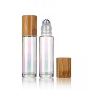 China 10ml Bamboo Cosmetic Packaging Roll On Glass Bottle With Roller Ball on sale
