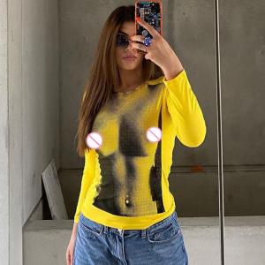 Quality Digital Printed Decal T Shirt Fashion Printed All Match Long Sleeve Crop T Shirt for sale
