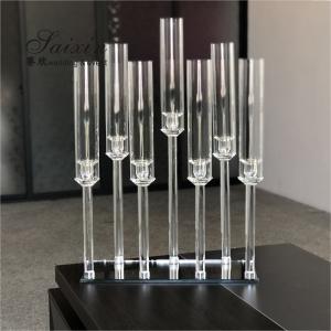 Quality 7 Arms Crystal Taper Candle Holders Event Table Decorations With Glass Tubes 50cmx70cm for sale