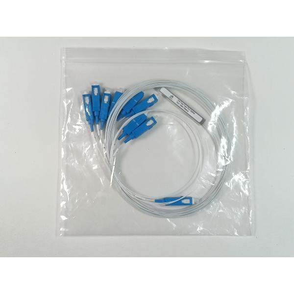 SCUPC PLC Mini Steel Tube Fiber Optical Splitter 8 Way White Color
