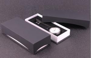 Quality Luxury Paper Wrist Watch Packaging Box , Black Personalized Mens Watch Box for sale