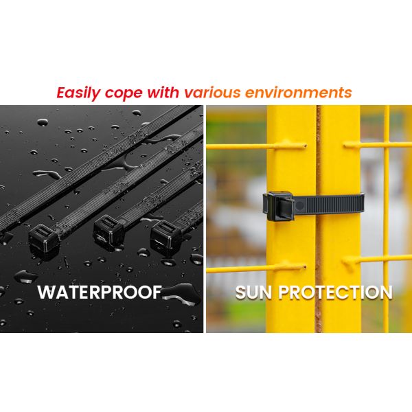 Temperature Resistant Double Sided Zip Ties 14 Inch 100 LBS Tensile Strength Strong Releasable