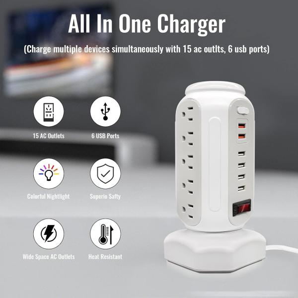 Tower Type LED Desktop Fast Charging Socket Wireless WiFi Socket USB