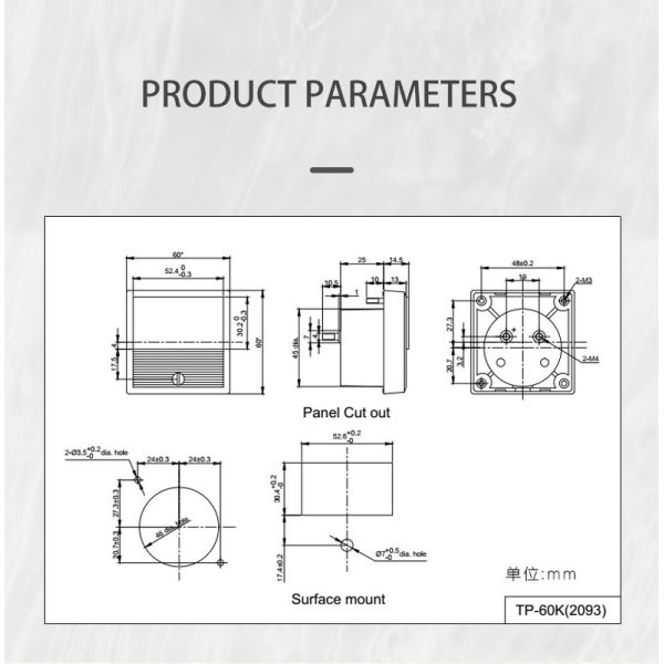 Ymiho TP-60K Analog Ammeter 0-5A AC Current Panel Meter for Welding Machines & Distribution Equipment
