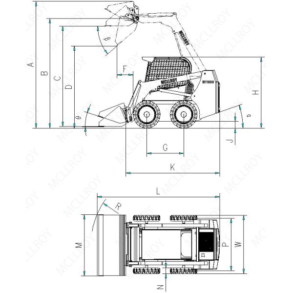 MY1000 Mini Skid Steer Loader 60KW Rate Power With Maximized Uptime Multiple Attachments