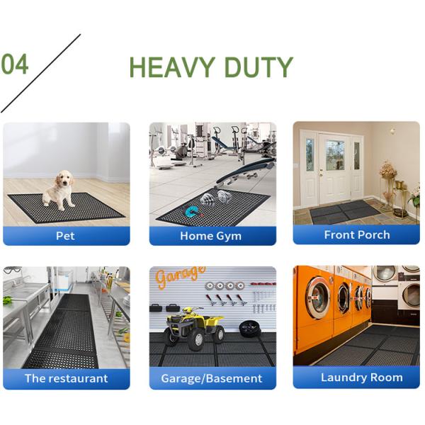 Anti- Slip Rubber Floor Mat With Interlocking Part Commercial Grade Grease Resistant Non-Slip Recycle Floor Mats