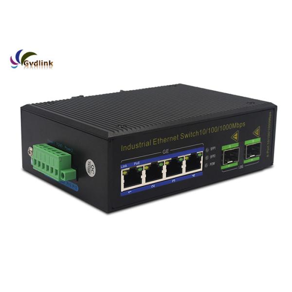 2 Gigabit SFP Slot 4 Port Fiber Optic POE Switch