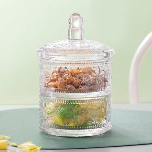 Quality Housewares Stackable Clear Glass Storage Jar 820ml 2 Pieces With Lid for sale