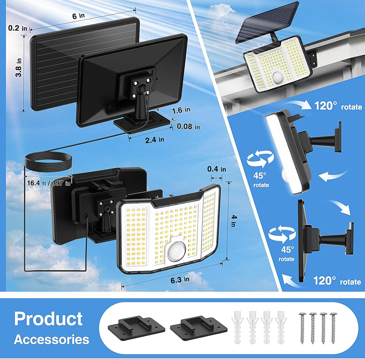 Ultra Bright Solar Induction Light - CdTe Low Light Charging/2000 Lumens/Human Sensing