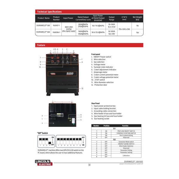 GMAW/FCAW welding machine; Heavy duty MIG/MAG Lincoln welding Machine; Rectifier TIG Welding Machine DURAWELD 350