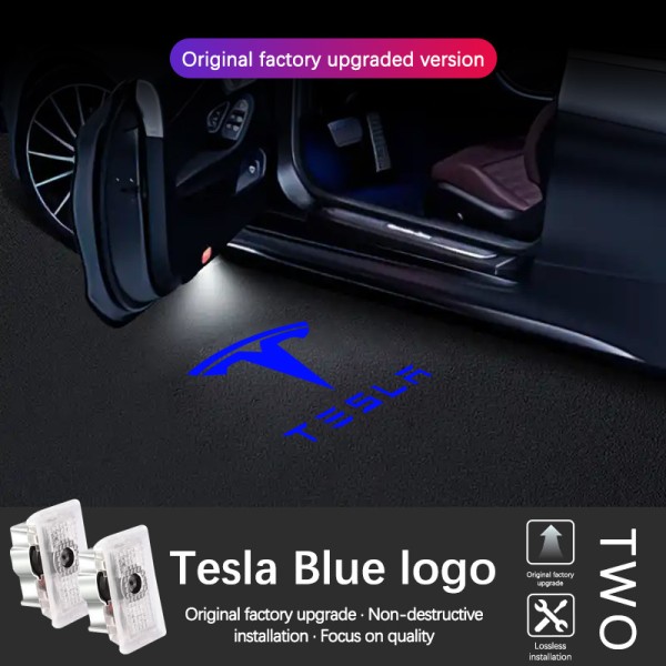Tesla Door LED Logo Projection Light with ABS Shell, Energy-Saving LED, and Easy Installation for Model 3/Y/S/X