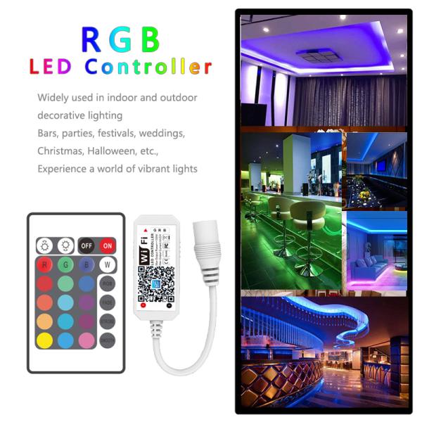 24 Keys Remote RGB LED Strip Wifi Controller APP Timing Voice Music Control