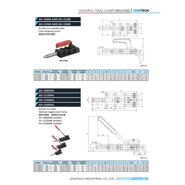 Ductile Steel Handle 10000LBS Push Pull Toggle Locking Clamp