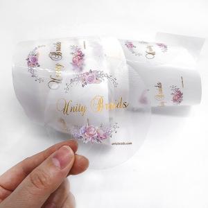 China Transparent Waterproof Round Label Stickers Printing With Silver Golden Foil Text on sale