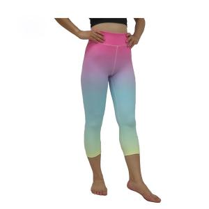 Cool Pink Gym Yoga Leggings , Ombre Stretchable Wide Waist Workout Yoga Pants