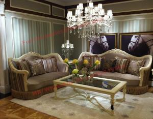 Quality Luxury Design and Romantic Sofa set made by Wooden Carving Frame with Fabric Upholstery for sale